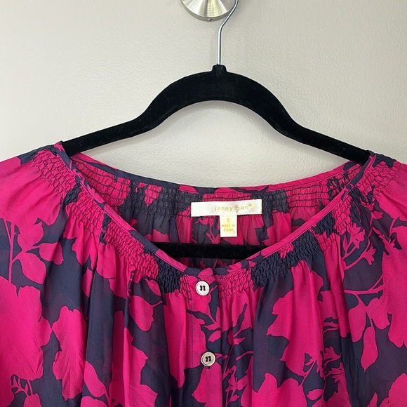 Jenny Han 100% Silk Floral Blouse, Size S - Picture 7 of 7